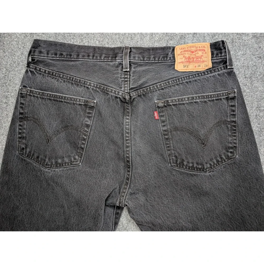 Levis 501 Jeans Men's Size 36x29 Black Denim Full Button Fly‎ Levi Straight Leg
